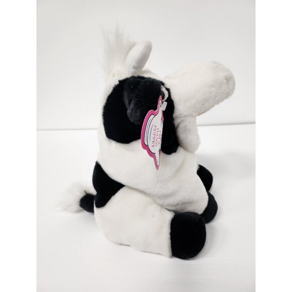 Vintage 1995 Black White Plush Soft Toy Cow Hand Puppet Happiness Always NEW - Picture 7 of 12